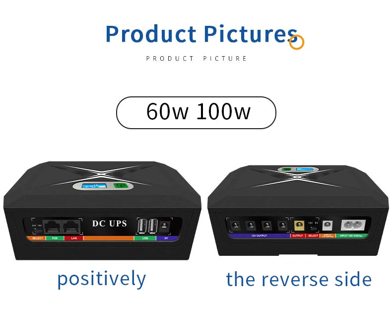 Mini Ups Power Bank Ups 100w 48000mah 5v 9v12v 24v Mini Ups with 12hr Backup Time Uninterruptible Power Supply Poe Dc Power