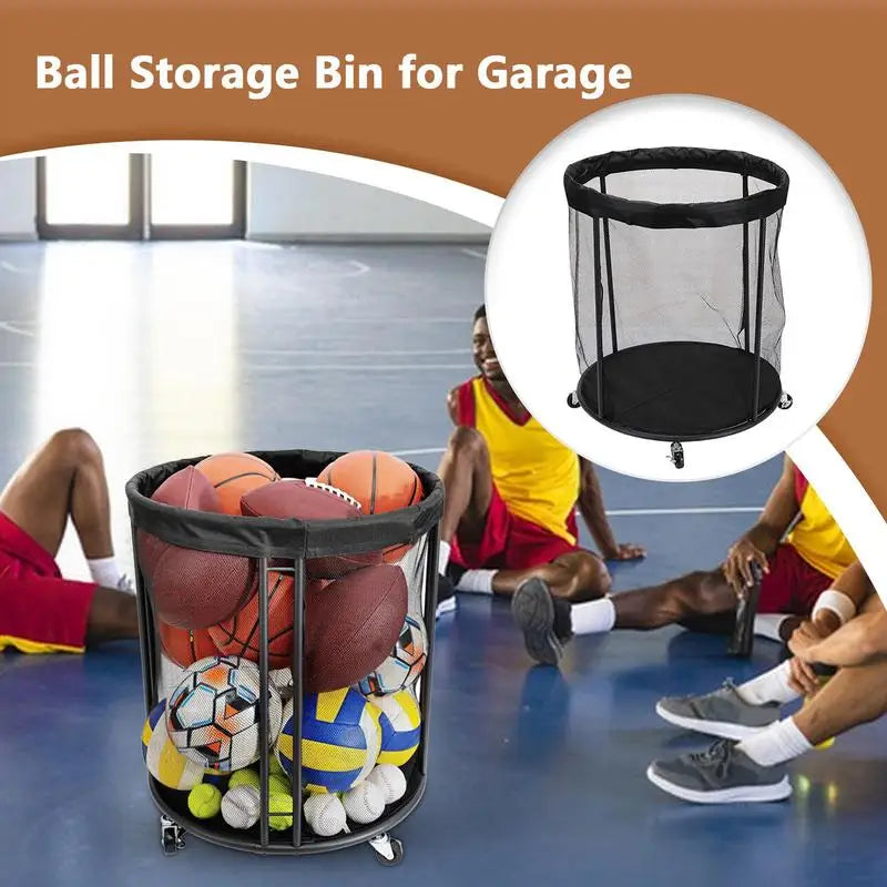 Outdoor Ball Storage Sports Ball Storage Portable Organizer Box Large Capacity Net Container for Garage Deck Outdoor Garden