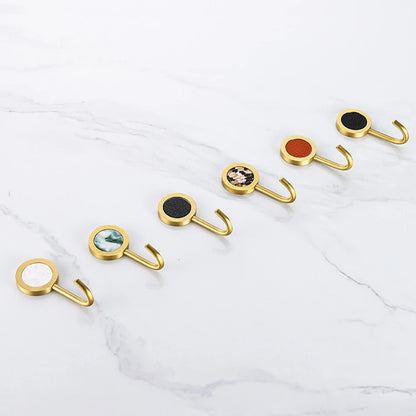 Gold Robe Hook Space Aluminum Wall Mounted Adhesive Hat Key Hooks Coat Towel Holder Home Decor For Kitchen Bathroom Hardware