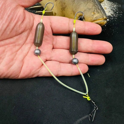 2Hooks Fishing Hair Rigs Hook Reverse Bottom Fishing Rig Reverse Anti-Snag Attractor For River Pier Offshore