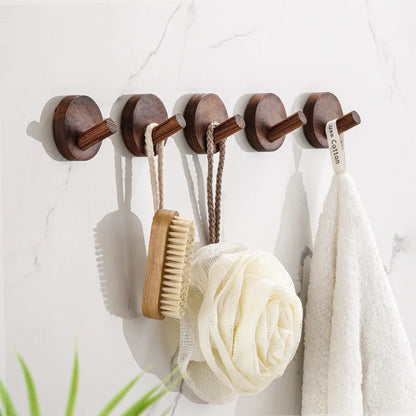 Self-Adhesive Wooden Wall Hooks for Hanging,Modern Coat Hooks,Natural Wood Hooks for Hanging Hats Towels Robe Clothes Keys Bags