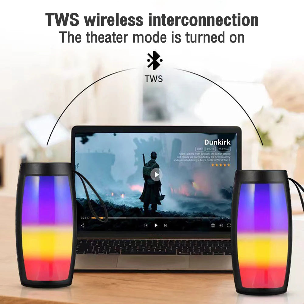 S12 Wireless Bluetooth Speakers Powerful Portable Sound Box Subwoofer Car Audio Bass MP3 Player Sound System LED Lights