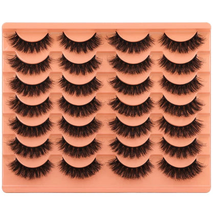 14 Pairs Natural Look False Eyelashes Thick Fluffy Faux Mink Lashes Pack   Cat Eye Lashes that Look Like Extensions Black