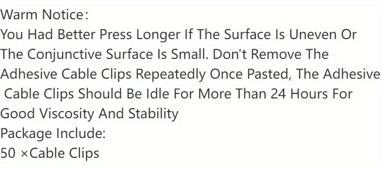 50pcs Adhesive Cable Clips Wire Clips Cable Wire Management Wire Cable Holder Clamps Cable Tie Holder For Car, Office And Home