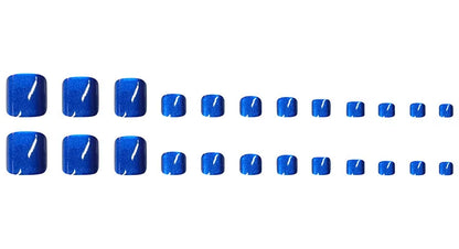 24 Pcs French Design Fake Toe Nail Press on Toe Nail Summer False Nails Acrylic Reusable Toe Nail Decorated Nails With Tool Kit