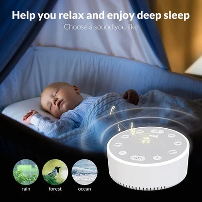 Baby White Noise Machine USB Rechargeable White Noise Sound Machine Baby Sleep Sound Player Night Light For Home Office