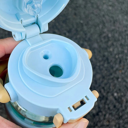 620ml Cute Water Bottle with Straw &Handle,Leakproof, Portable for Fitness & Outdoor Activities,Portable Sports Water Bottle for