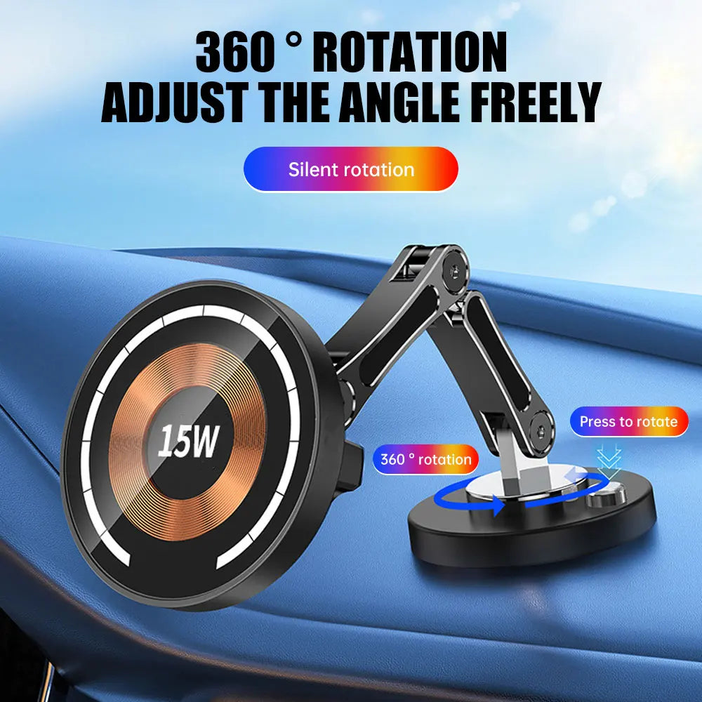 Magnetic Car Wireless Charger Stand Magnet Car Phone Mount 15W Fast Charging Phone Holder Bracket for Macsfae iPhone 15 14 13 12