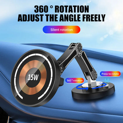 Magnetic Car Wireless Charger Stand Magnet Car Phone Mount 15W Fast Charging Phone Holder Bracket for Macsfae iPhone 15 14 13 12