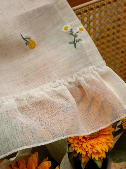 Linen Embroidery Curtain Small Fresh Curtain Rustic Wind Drift Window Curtain Ambience Sense Short Curtain