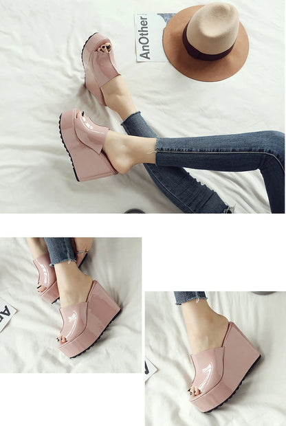 Platform Slippers Women Fashion Shoes Wedge Sandals Solid Color Party Sandles Woman Casual Comfort Designer Summer Footwear