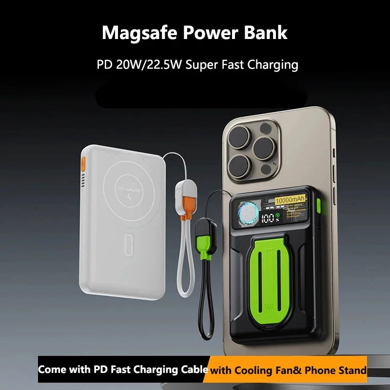 22.5W Magnetic Power Bank 30000mAh Wireless Fast Charging External Battery Turbine Coolingfor IPhone Xiaomi Magsafe Powerbank