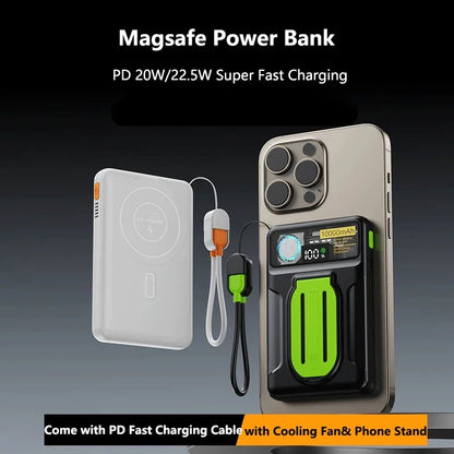 22.5W Magnetic Power Bank 30000mAh Wireless Fast Charging External Battery Turbine Coolingfor IPhone Xiaomi Magsafe Powerbank
