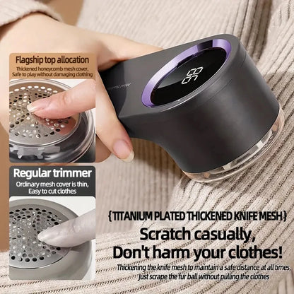 [Rechargeable Lint Remover] Portable Lint Remover Ball | USB Rechargeable Fabric Shaver & Clothes Trimmer with Digital Display,