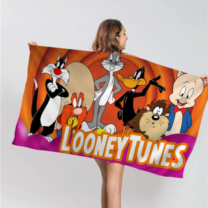 L-Looney-Tunes Beach Towel Cartoon Cute Summer Kids Large Bath Pool Beach Towel Microfiber Absorbent For Swimming Travel