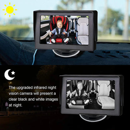 Car Baby Monitor Camera 8LED Infrared Night Vision Easy Installation 4.3 Inch Folding Display Screen Baby Car Mirror Display
