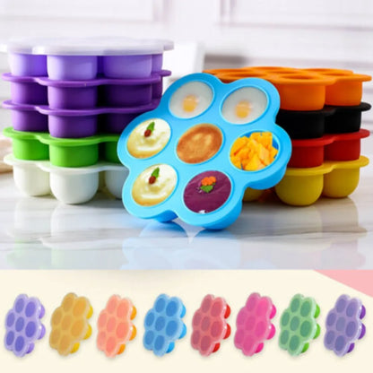 Silicone Weaning Baby Food Freezer Tray 7 Pots Storage Container w Lid BPA Free
