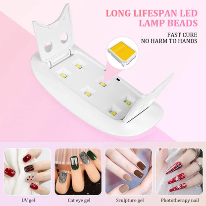 Nail Lamp Foldable 6w Uv Led Lamp For Nails Machine Uv Leds Gel Quick drying Dryer Lamp Manicure Tool Professional Equipme