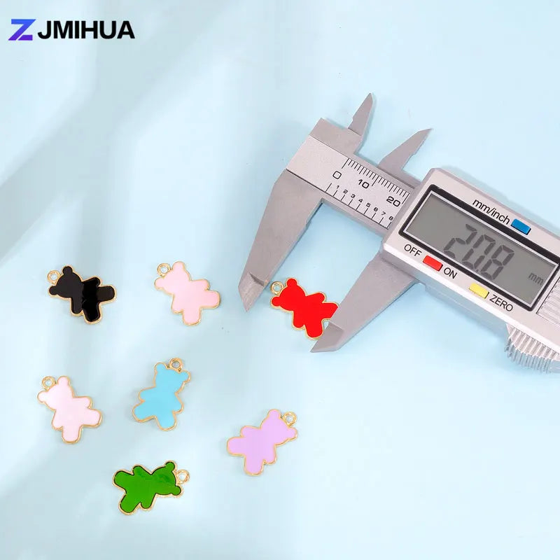 15pcs Enamel Charms Cute Bear Pendants Charms For Jewelry Making Supplies DIY Handmade Earrings Bracelets Findings Accessories