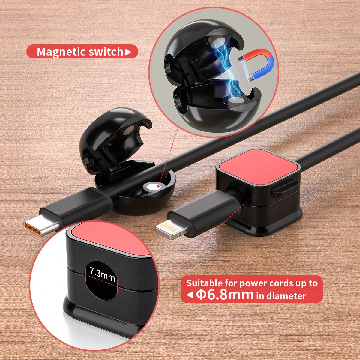 Magnetic Cord Organizer Cable Smooth Adjustable Easy Secure Cable Management Wire Holder Keeper Organizer 4Pcs