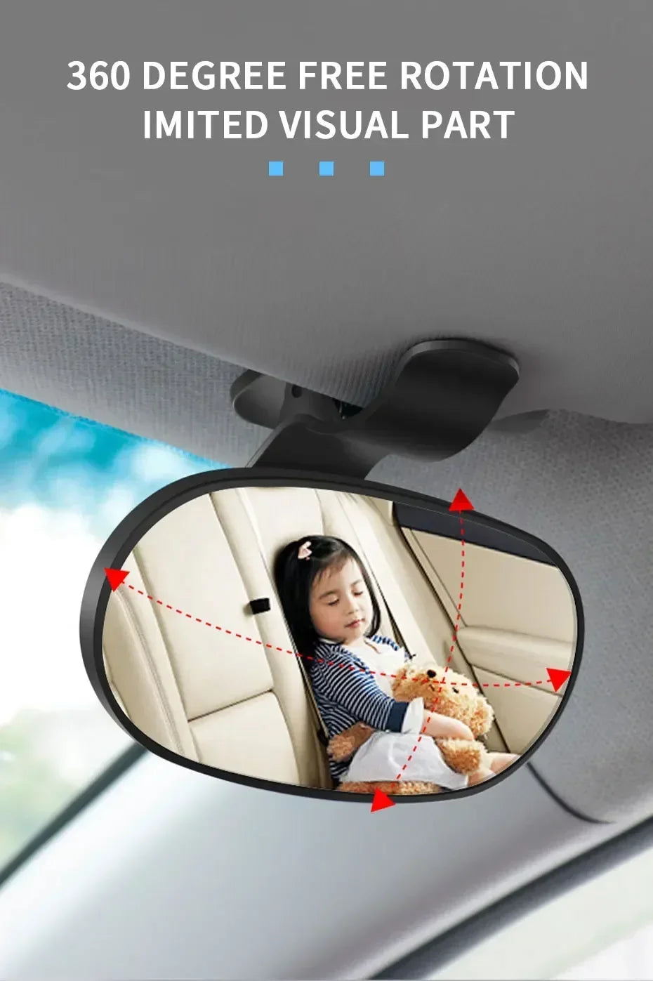 Car Interior Baby Mirrors 360 Degrees Rotatable Windshield Sucker Sun Visor Plate Clips Mirror Baby Kid Back Seat Observe Mirror