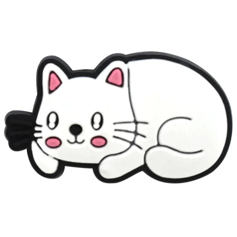 Cute Cats Shoe Charms Decoration for Crocs Pin Accessories Bracelet Wristband Party Gifts