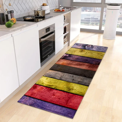 VIKAMA Retro Creative Wooden Long Floor Mats Modern Chinese Kitchen Carpet Bathroom Floor Mats Hallway Floor Mats Home Decor