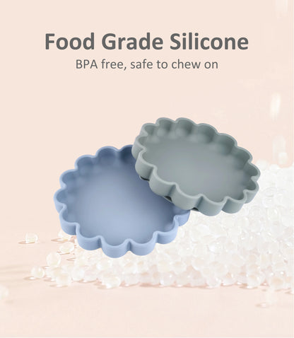 Flower Design Baby Dinning Plate Silicone Suction Plate Silicone Feeding Dish For Baby