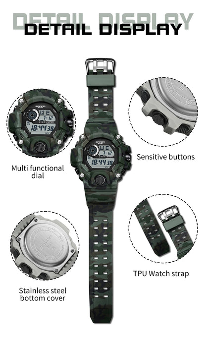SANDA 2183 Fashion Military Student Electronic Watch Multi functional Timer Waterproof LED Student Electronic Digital Watch