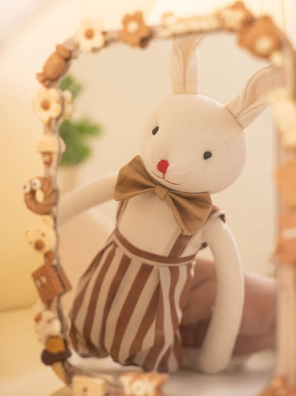 Stuffed Bunny Cloth Dress Toys Smoothing Toy for Infant  Cuddling sleep doll for Girls Handmade Diversity Brown Rabbit Plushie