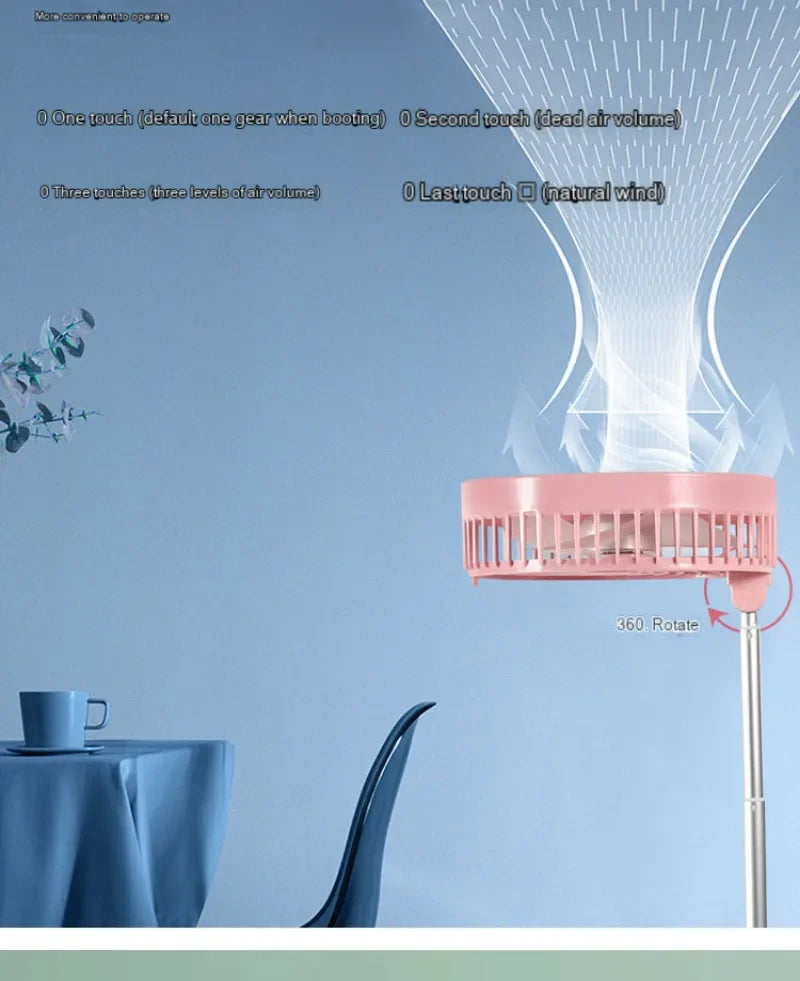Retractable Electric Fan USB Charging Foldable Fan Portable Mini Four Speed Electric Fan Dormitory Outdoor Activity
