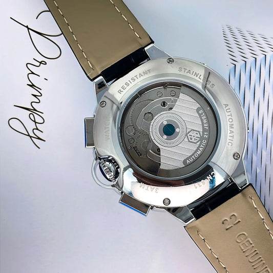 CASENO Fashion Trend Men's Blue Light Glass Night Light Scale Multi functional Fully Automatic Tourbillon Mechanical Watch 831BG