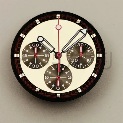 30mm/31.5mm Vk63 Chronograph Watch Dial With Hand Set Green Luminous Black White Red For VK63 Movement Watch Accessories Parts
