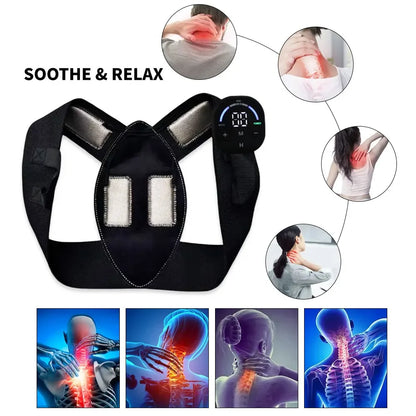EMS Perfect Posture Belt Corrector Back Massage With Muscle Stimulator For Adult and Kids Improve Lumbar Support Posture