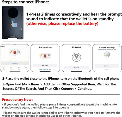 RFID Blocking Credit Card Holder, Slim Wallet For Men, Compatible with Find My iOS Only, Detachable Money Clip