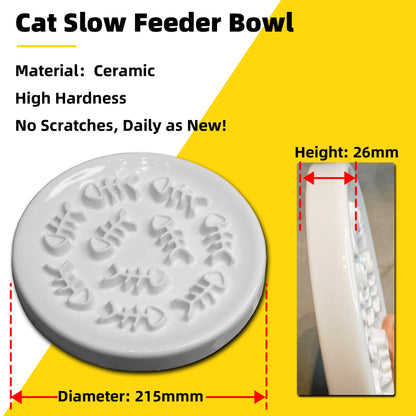 Oitabi Slow Feeder Cat Bowls, Ceramic Cat Slow Bowl Interactive Bloat Stop Slow Feeder Healthy Eating Pet Dog Slow Feeding Bowls