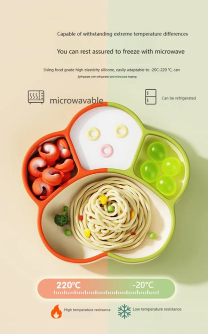 Baby Silicone Dining Plate with Baby Feeding Toddler Training Tableware Straw Cute Cat Claw Child Dishes Kids Plate Dishes Bowl