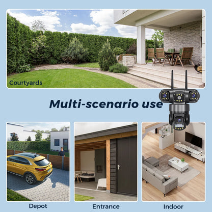 CCTV 3 Lens Video Surveillance Camera Wifi Network Camera 4G SIM Card Wireless 360 Monitor Outdoor Waterproof Security Cameras