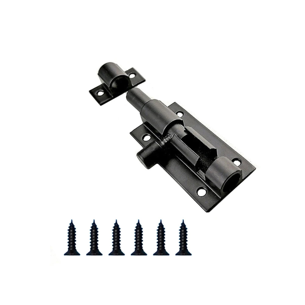 Black Door Lock Barrel Aluminum Alloy Door Lock Latch for Home Hardware Gate Safety Door Bolt Tower Window Catch Lock Silver