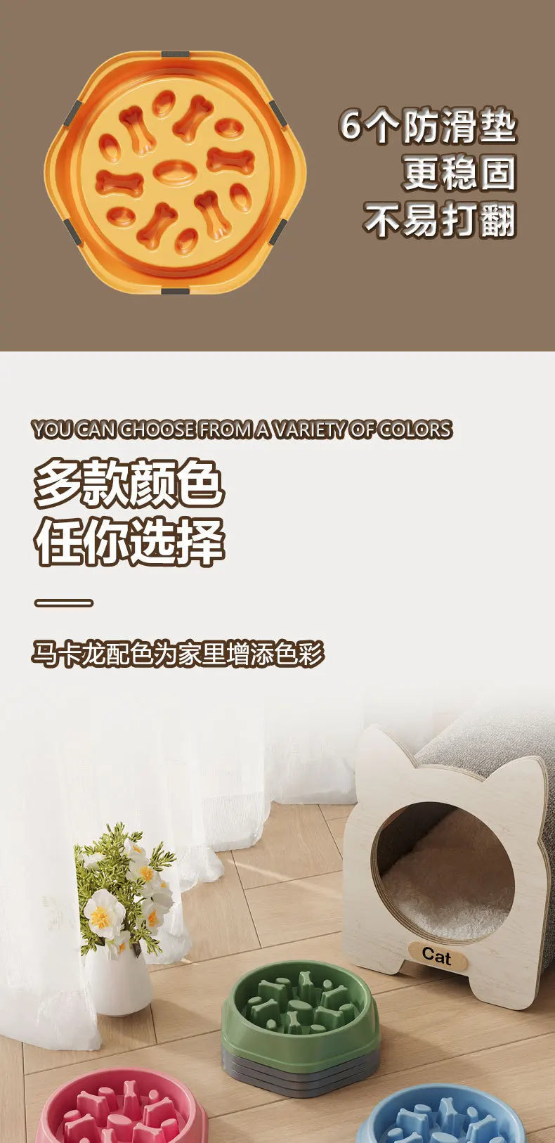 Anti-Slip Anti-Choking Slow Feeder Bowl for Large Dogs - Anti-Tip Pet Food Bowl for Golden Retriever