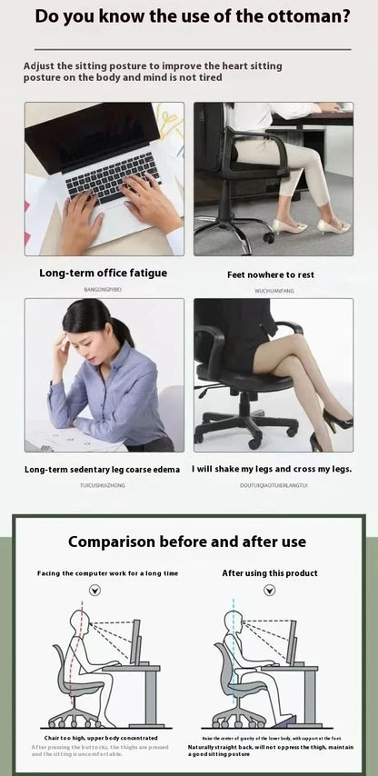 Office foot pedals, placed under the desk, can swing 180 degrees to activate the feet and relieve leg stiffness