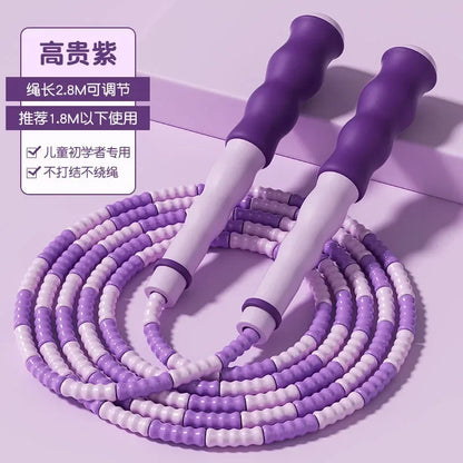 2.8m Soft Beads PVC Cord Silicone Skip Rope for Baby Kids Girls Exercise Fitness Jump Rope Adjustable Bamboo Beaded Jumping Rope