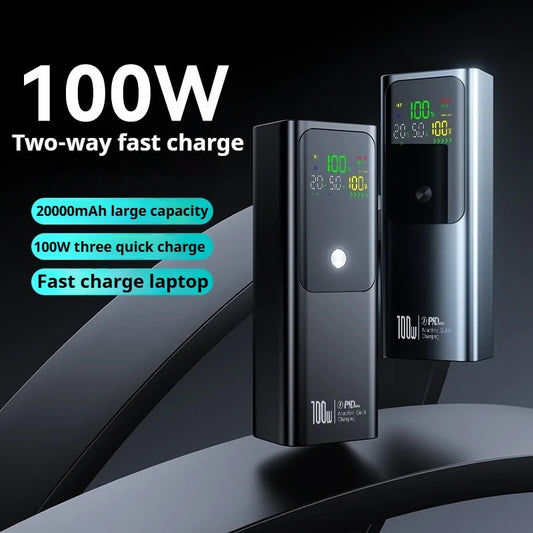 New PD100W Power Bank 30000mAh Large Capacity Two-way Fast Charging Portable Powerbank Laptop External Spare Battery for Macbook