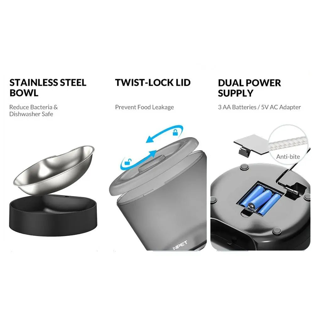 4L Smart Pet Feeder Stainless Steel Bowl Remote Control APP Control Feeder 9-Meal Timed Feeding Dog Food Dispenser For Cats Dogs