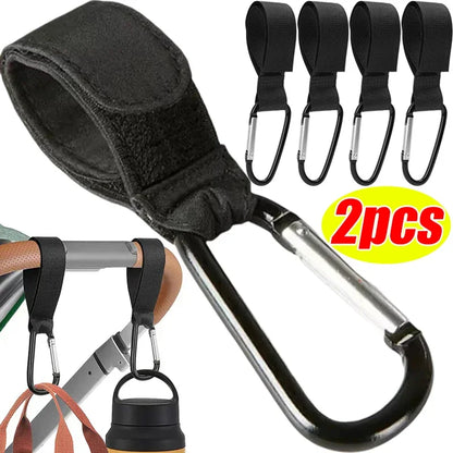 2/1pcs Baby Stroller Hook Clip Aluminum Alloy Carabiner Cart Organizer Diaper Bag Shopping Pram Hook Hanger Stroller Accessories