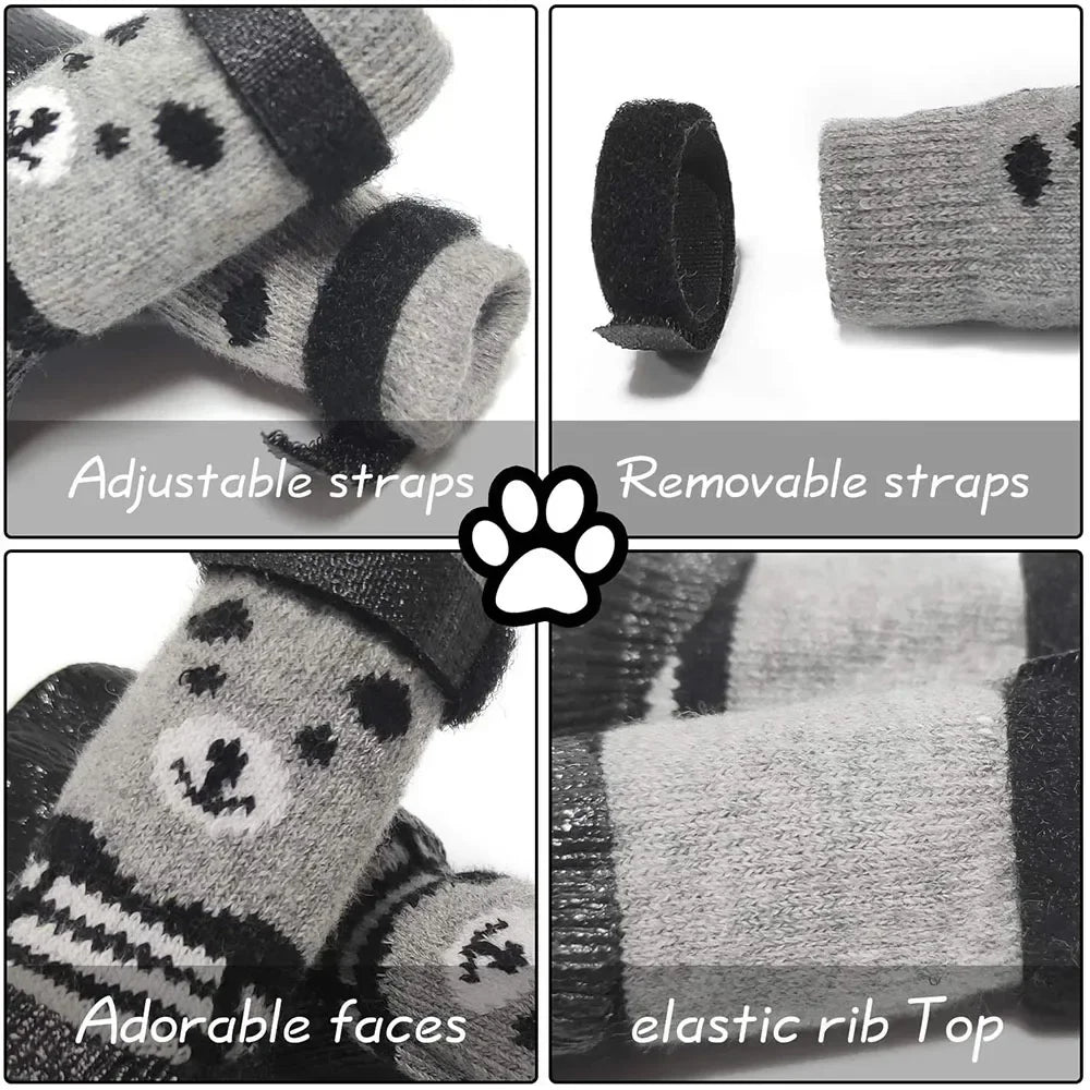 Dog Socks Waterproof Shoes Breathable Sock for Dogs Cats Non-Slip Soles Adjustable Small Dog Paw Socks for Indoor Outdoor
