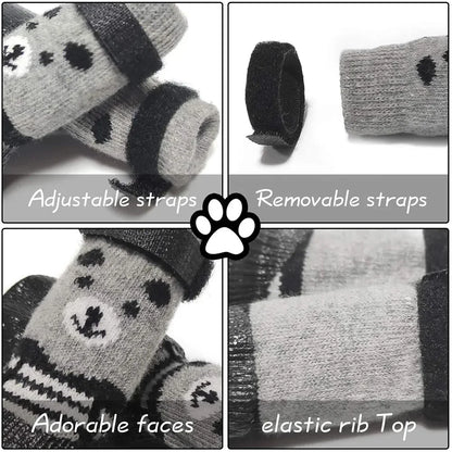 Dog Socks Waterproof Shoes Breathable Sock for Dogs Cats Non-Slip Soles Adjustable Small Dog Paw Socks for Indoor Outdoor