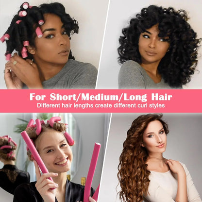 42-Pack Flexible Hair Curling Rod Hair Curler Makers Soft Foam Bendy Twist Curls Flexi Rollers Styling Tools Hair Roller No Heat