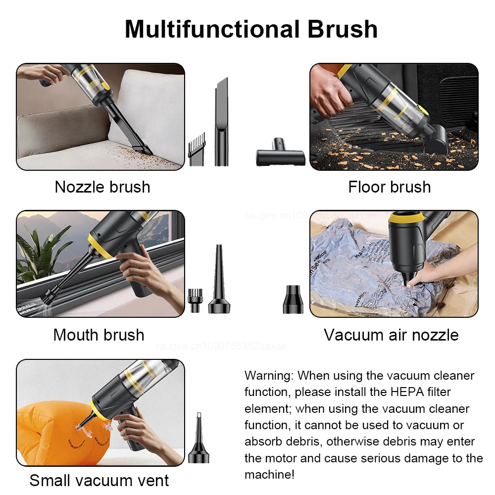 Car Vacuum Cleaner 12000PA Portable Vacuum Cleaner Strong Suction Handheld Vacuum Cleaner Wireless Vacuum Cleaner for Car Home