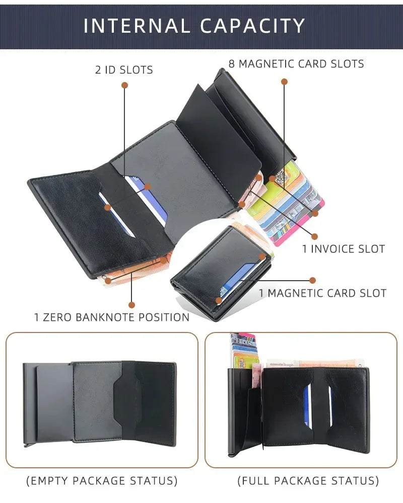 Anti Rfid Blocking Men Card Holder Case Wallets Free Name Customized Small Card Wallets Mini Wallet Qaulity Small Male Purses